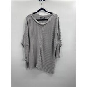 Elemente Clemente Womens L Sweater Gray Open Knit Linen Slouchy Italy Lagenlook